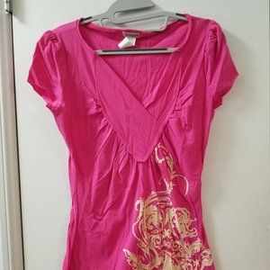 V neck short sleeve with side screen short sleeve tee